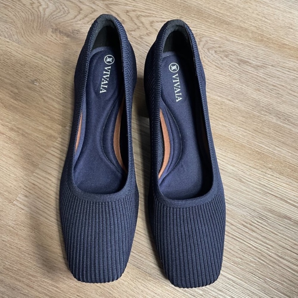 VIVAIA Melody Square Toe Chunky Heels navy blue size EU 36.5 us 6 - Picture 7 of 10